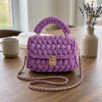 Handcrafted Puff Knit Top Handle Bag