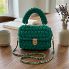Handcrafted Puff Knit Top Handle Bag
