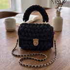Handcrafted Puff Knit Top Handle Bag